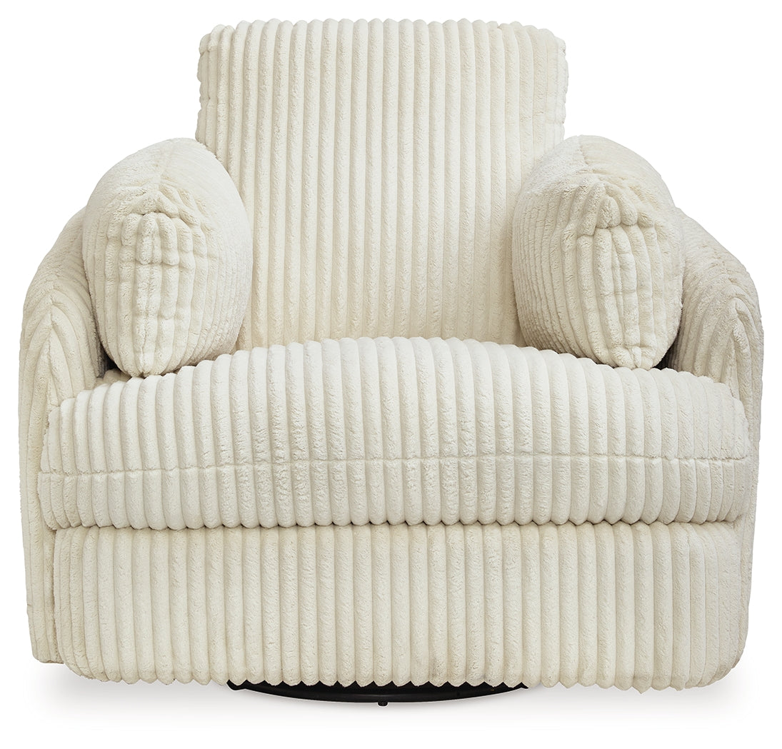 Ashley Furniture - TIE-BREAKER IVORY SWIVEL GLIDER RECLINER - White Fabric - Recliners - Additional View 3