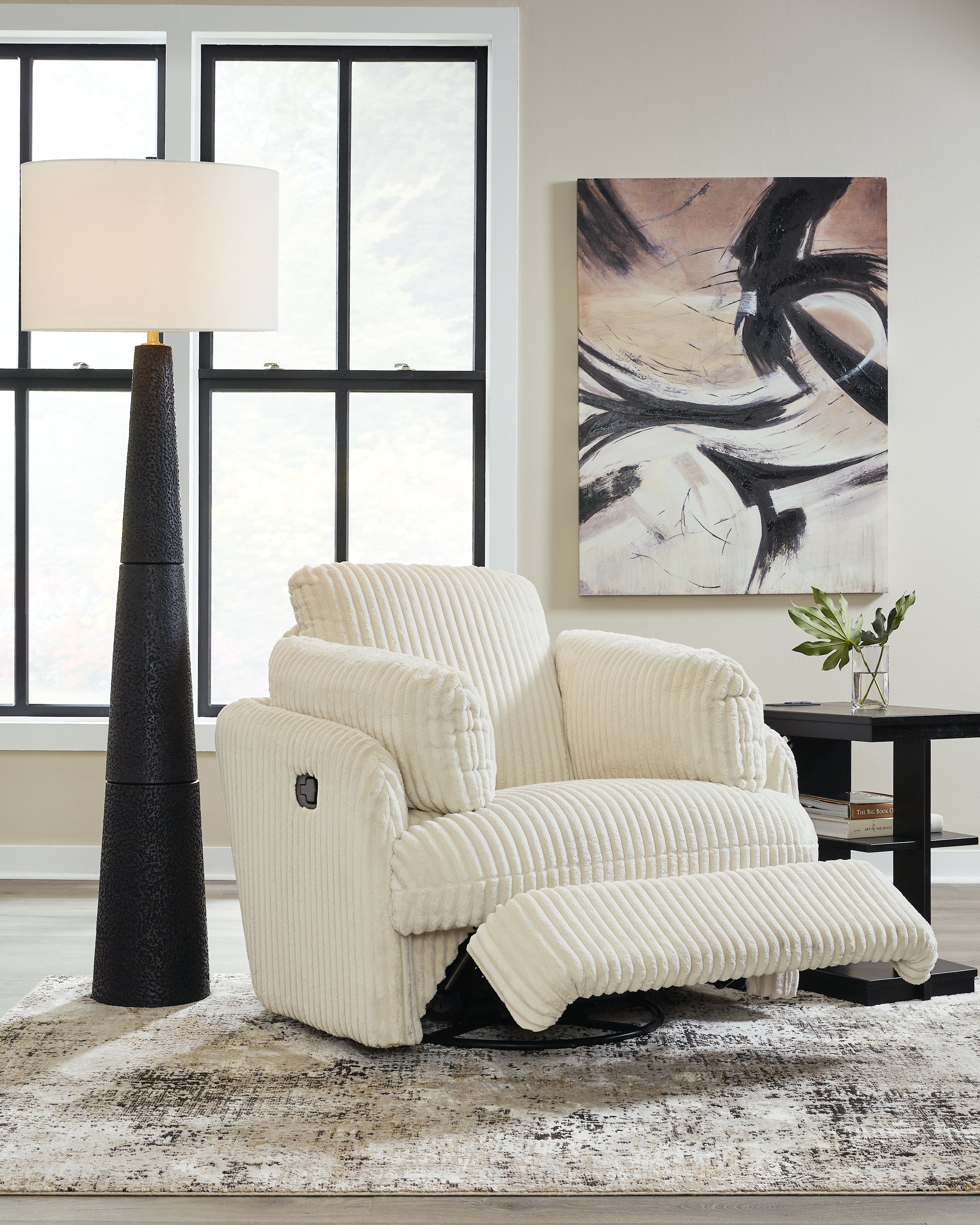 Ashley Furniture - TIE-BREAKER IVORY SWIVEL GLIDER RECLINER - White Fabric - Recliners - Additional View 8