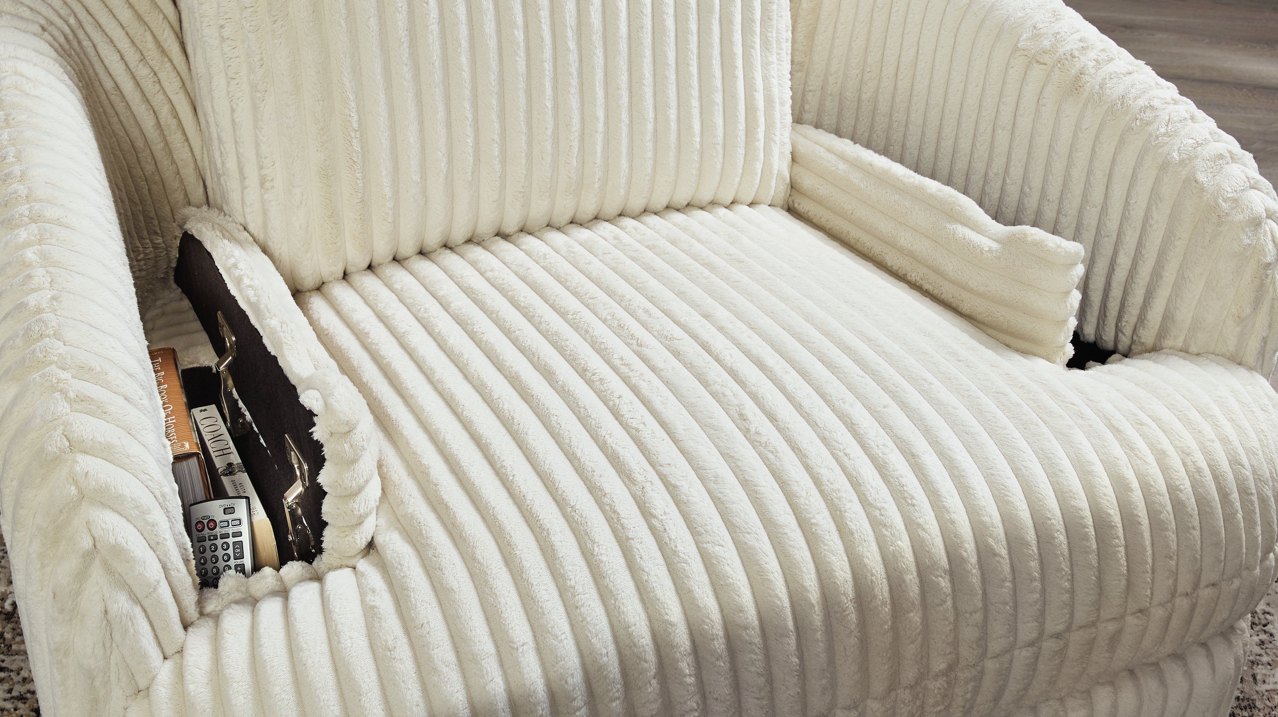 Ashley Furniture - TIE-BREAKER IVORY SWIVEL GLIDER RECLINER - White Fabric - Recliners - Additional View 9
