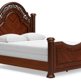 Ashley Furniture - Lavinton Queen Poster Bed - Dark Brown Wood - Beds