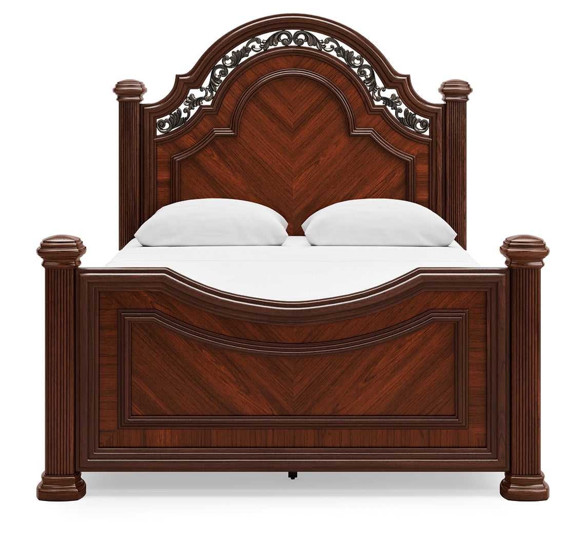 Ashley Furniture - Lavinton Queen Poster Bed - Dark Brown Wood - Beds - Additional View 3