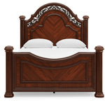 Ashley Furniture - Lavinton Queen Poster Bed - Dark Brown Wood - Beds - Additional View 3