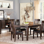 Ashley Furniture - Haddigan 5 Piece Dining Set - Dark Brown Leather Match|Wood - Dining Room Sets