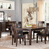 Ashley Furniture - Haddigan 5 Piece Dining Set - Dark Brown Leather Match|Wood - Dining Room Sets