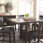 Ashley Furniture - Haddigan 5 Piece Dining Set - Dark Brown Leather Match|Wood - Dining Room Sets - Additional View 2