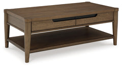 Ashley Furniture - ROANHOWE COCKTAIL TABLE - Dark Brown Wood - Tables