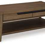 Ashley Furniture - ROANHOWE COCKTAIL TABLE - Dark Brown Wood - Tables
