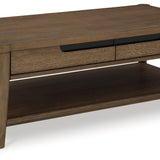 Ashley Furniture - ROANHOWE COCKTAIL TABLE - Dark Brown Wood - Tables