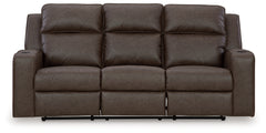 Ashley Furniture - Lavenhorne Reclining Sofa With Drop Down Table - Granite - Dark Gray Faux Leather - Sofas