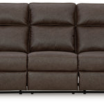 Ashley Furniture - Lavenhorne Reclining Sofa With Drop Down Table - Granite - Dark Gray Faux Leather - Sofas