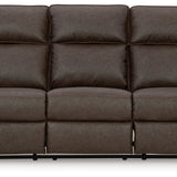 Ashley Furniture - Lavenhorne Reclining Sofa With Drop Down Table - Granite - Dark Gray Faux Leather - Sofas