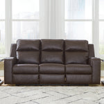 Ashley Furniture - Lavenhorne Reclining Sofa With Drop Down Table - Granite - Dark Gray Faux Leather - Sofas - Additional View 1