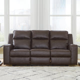 Ashley Furniture - Lavenhorne Reclining Sofa With Drop Down Table - Granite - Dark Gray Faux Leather - Sofas - Additional View 1