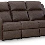Ashley Furniture - Lavenhorne Reclining Sofa With Drop Down Table - Granite - Dark Gray Faux Leather - Sofas - Additional View 2