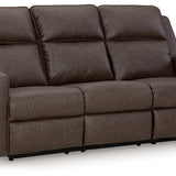 Ashley Furniture - Lavenhorne Reclining Sofa With Drop Down Table - Granite - Dark Gray Faux Leather - Sofas - Additional View 2