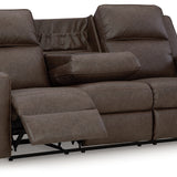 Ashley Furniture - Lavenhorne Reclining Sofa With Drop Down Table - Granite - Dark Gray Faux Leather - Sofas - Additional View 3