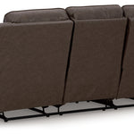 Ashley Furniture - Lavenhorne Reclining Sofa With Drop Down Table - Granite - Dark Gray Faux Leather - Sofas - Additional View 5