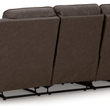 Ashley Furniture - Lavenhorne Reclining Sofa With Drop Down Table - Granite - Dark Gray Faux Leather - Sofas - Additional View 5