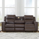Ashley Furniture - Lavenhorne Reclining Sofa With Drop Down Table - Granite - Dark Gray Faux Leather - Sofas - Additional View 6