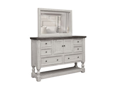 International Furniture Direct - Stone Dresser - Beige|Dark Gray Wood - Dresser & Mirror