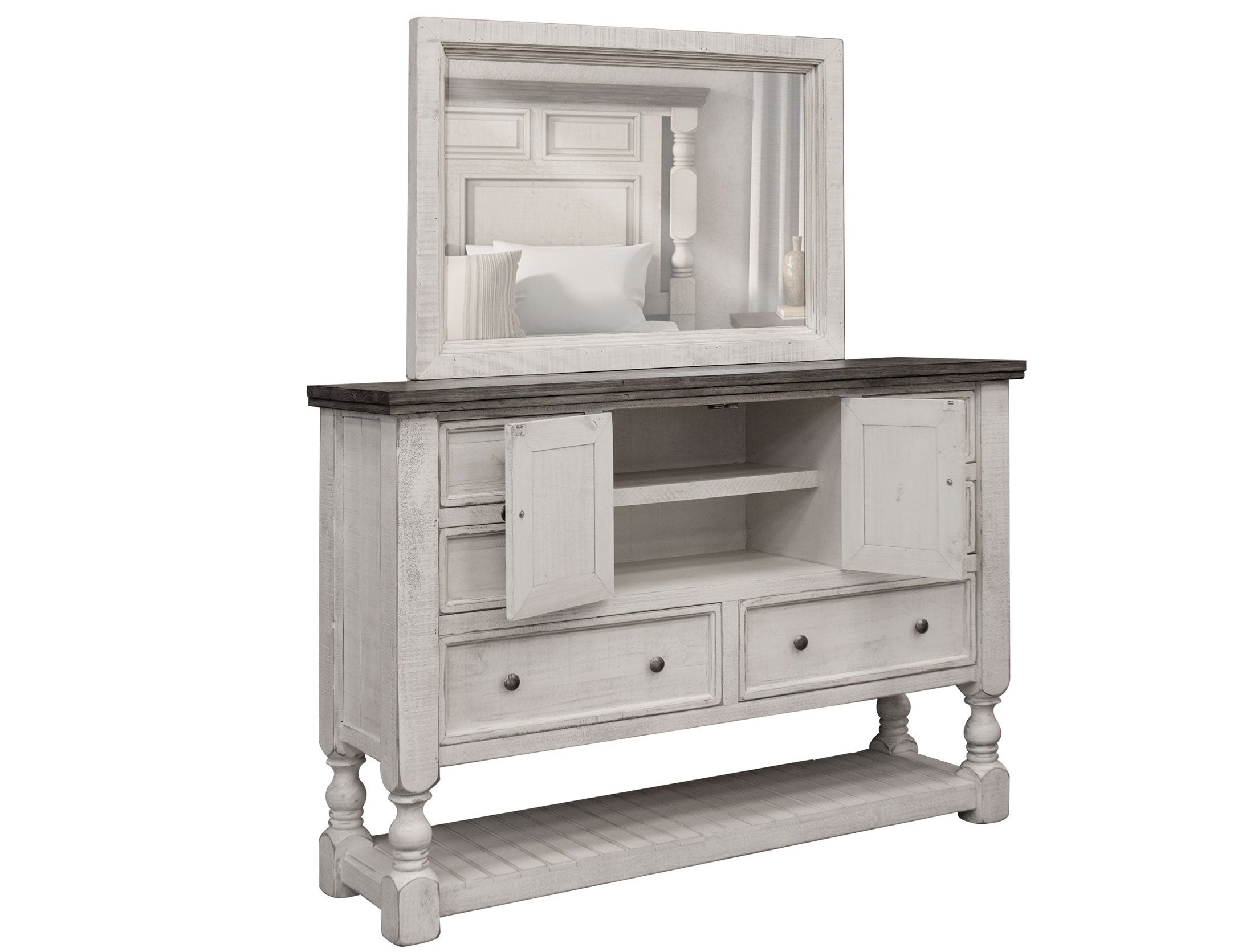 International Furniture Direct - Stone Dresser - Beige|Dark Gray Wood - Dresser & Mirror - Additional View 1