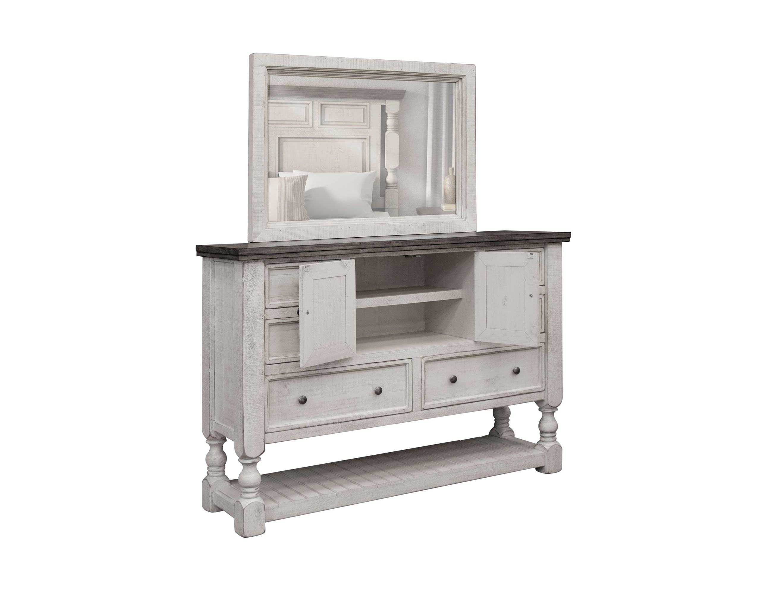 International Furniture Direct - Stone Dresser - Beige|Dark Gray Wood - Dresser & Mirror - Additional View 1