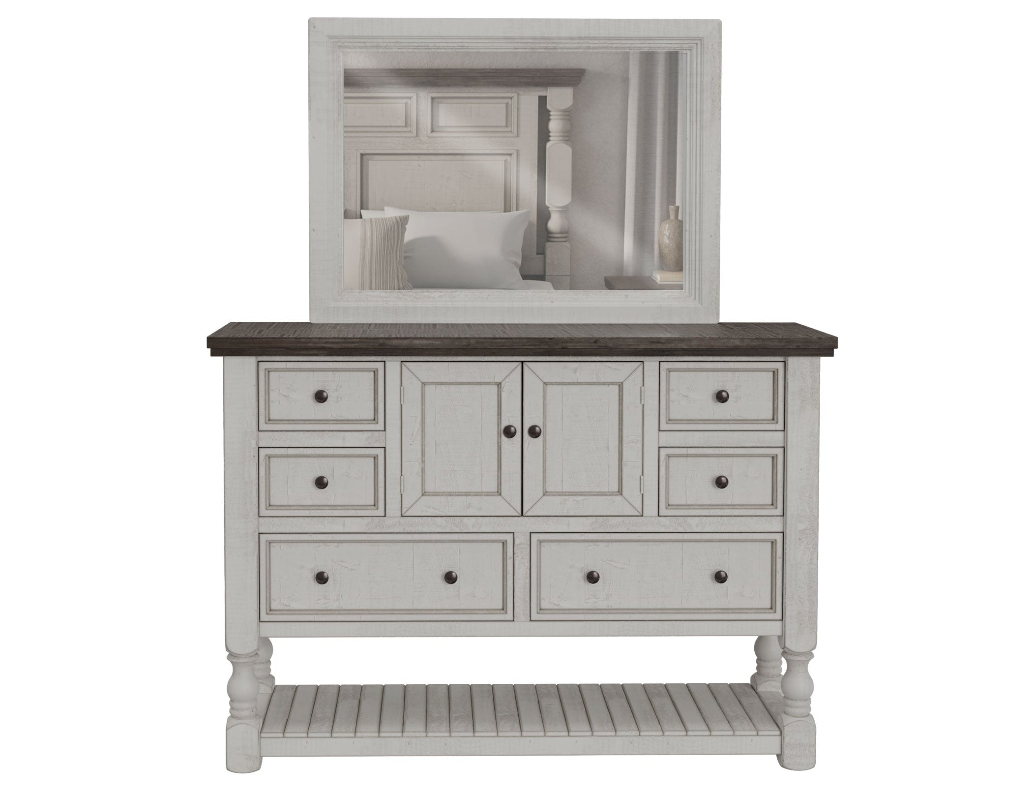 International Furniture Direct - Stone Dresser - Beige|Dark Gray Wood - Dresser & Mirror - Additional View 2