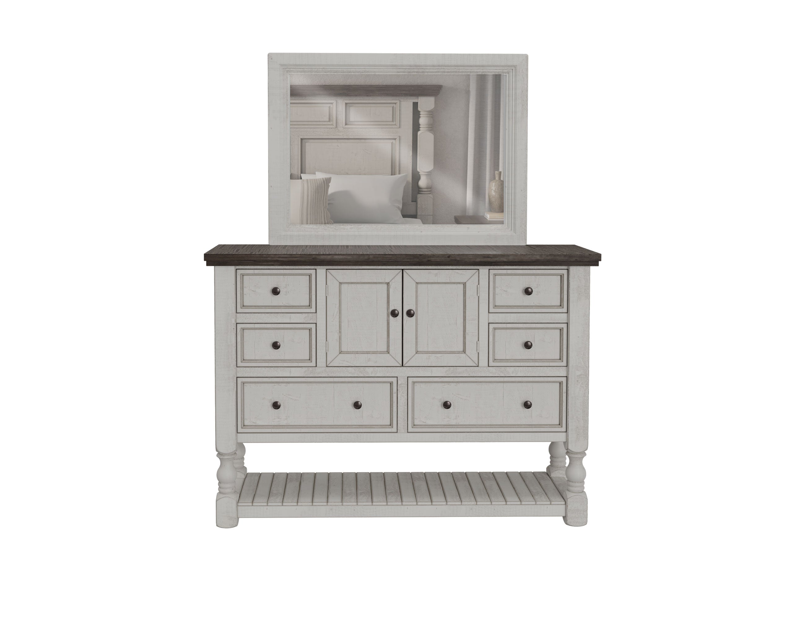 International Furniture Direct - Stone Dresser - Beige|Dark Gray Wood - Dresser & Mirror - Additional View 2