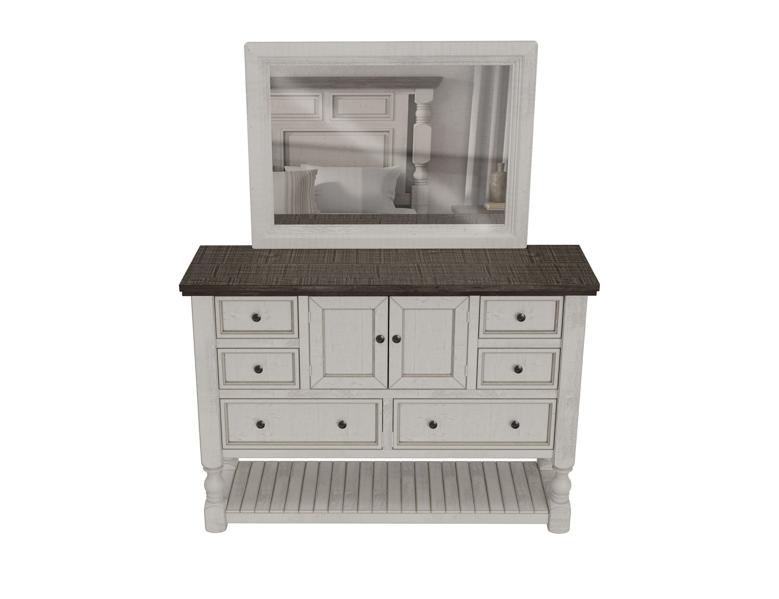 International Furniture Direct - Stone Dresser - Beige|Dark Gray Wood - Dresser & Mirror - Additional View 3