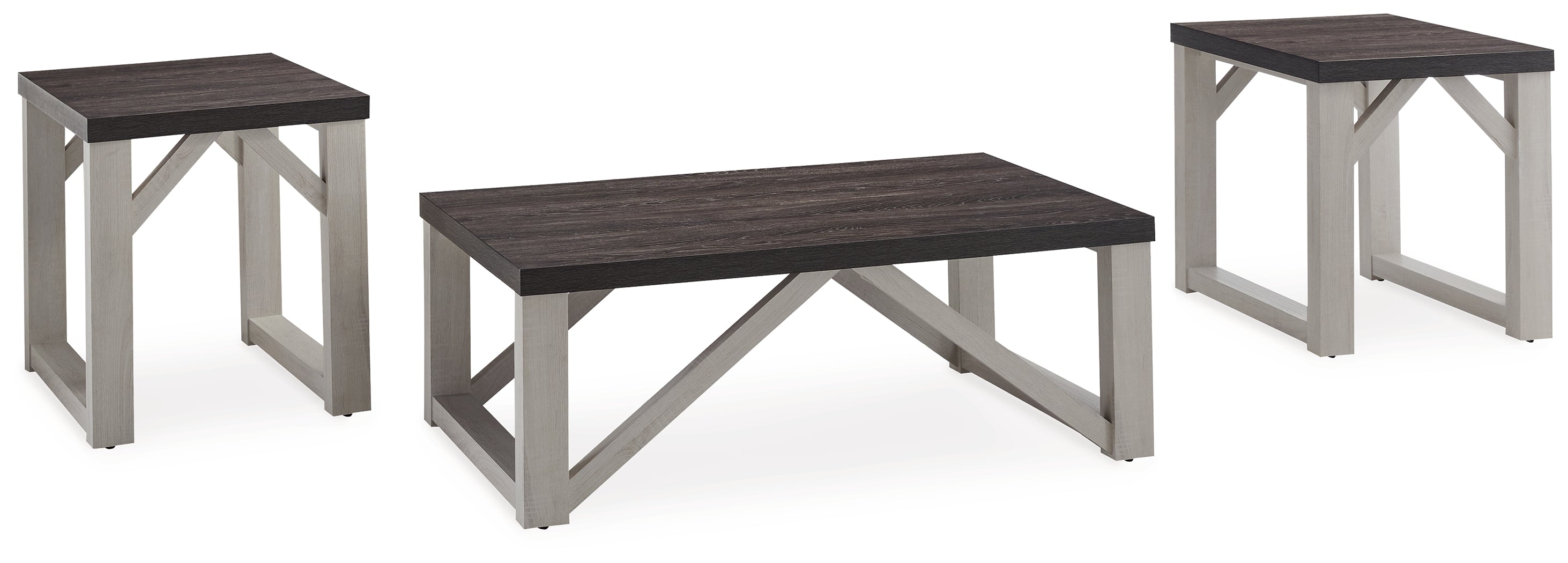 Ashley Furniture - DORRINSON 3 PIECE OCCASIONAL TABLE SET - Dark Gray Wood - Tables