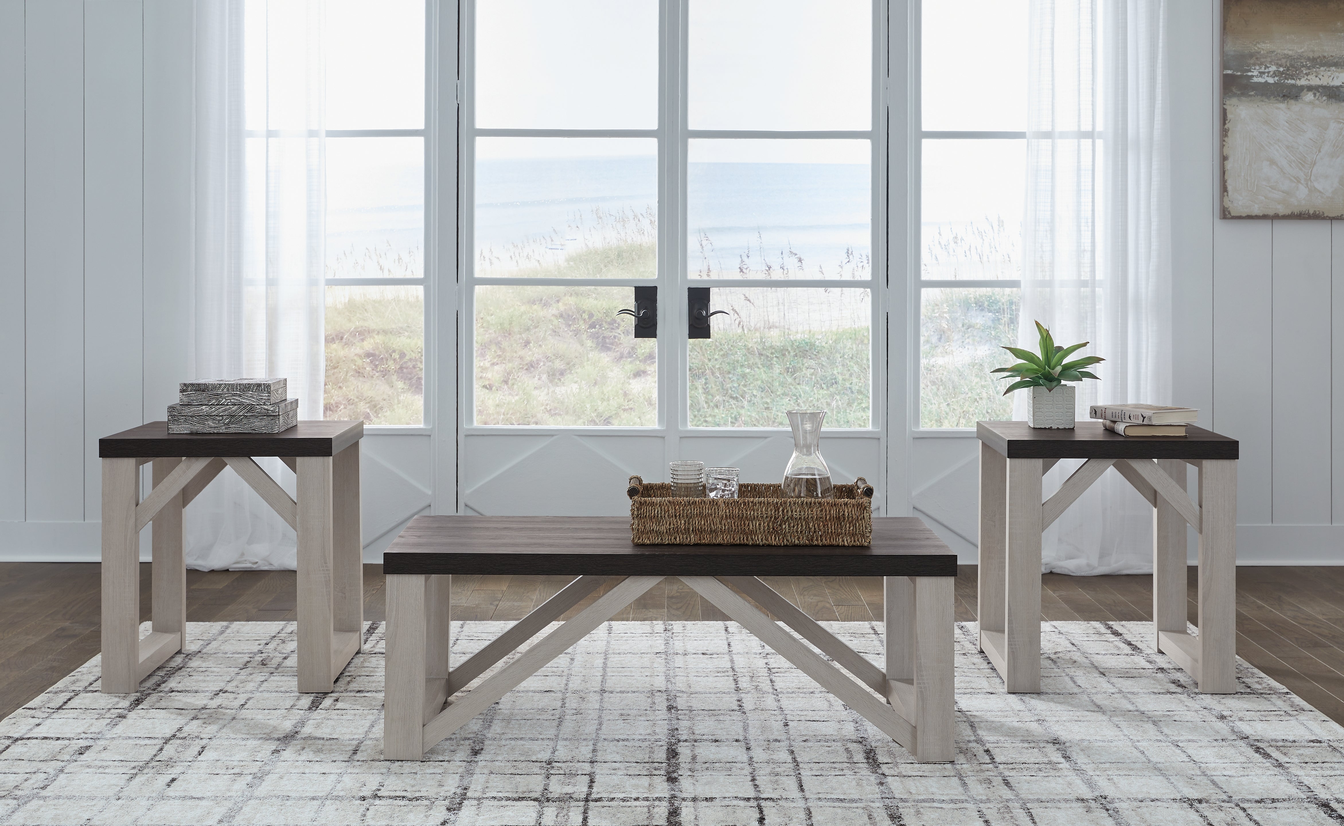 Ashley Furniture - DORRINSON 3 PIECE OCCASIONAL TABLE SET - Dark Gray Wood - Tables - Additional View 1