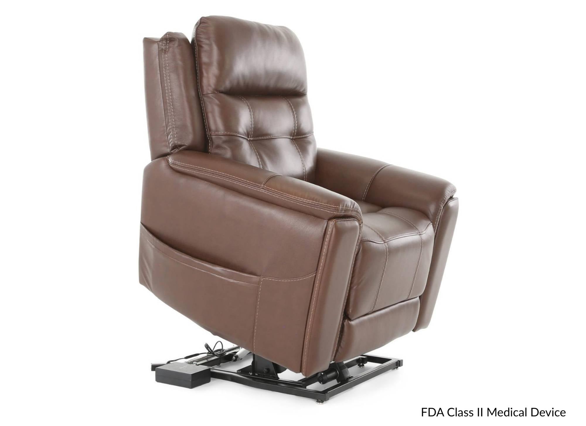 COFFEE 100% LEATHER LIFT CHAIR WITH HEAT, POWER ADJUSTABLE HEADREST AND LUMBAR - Additional View 2