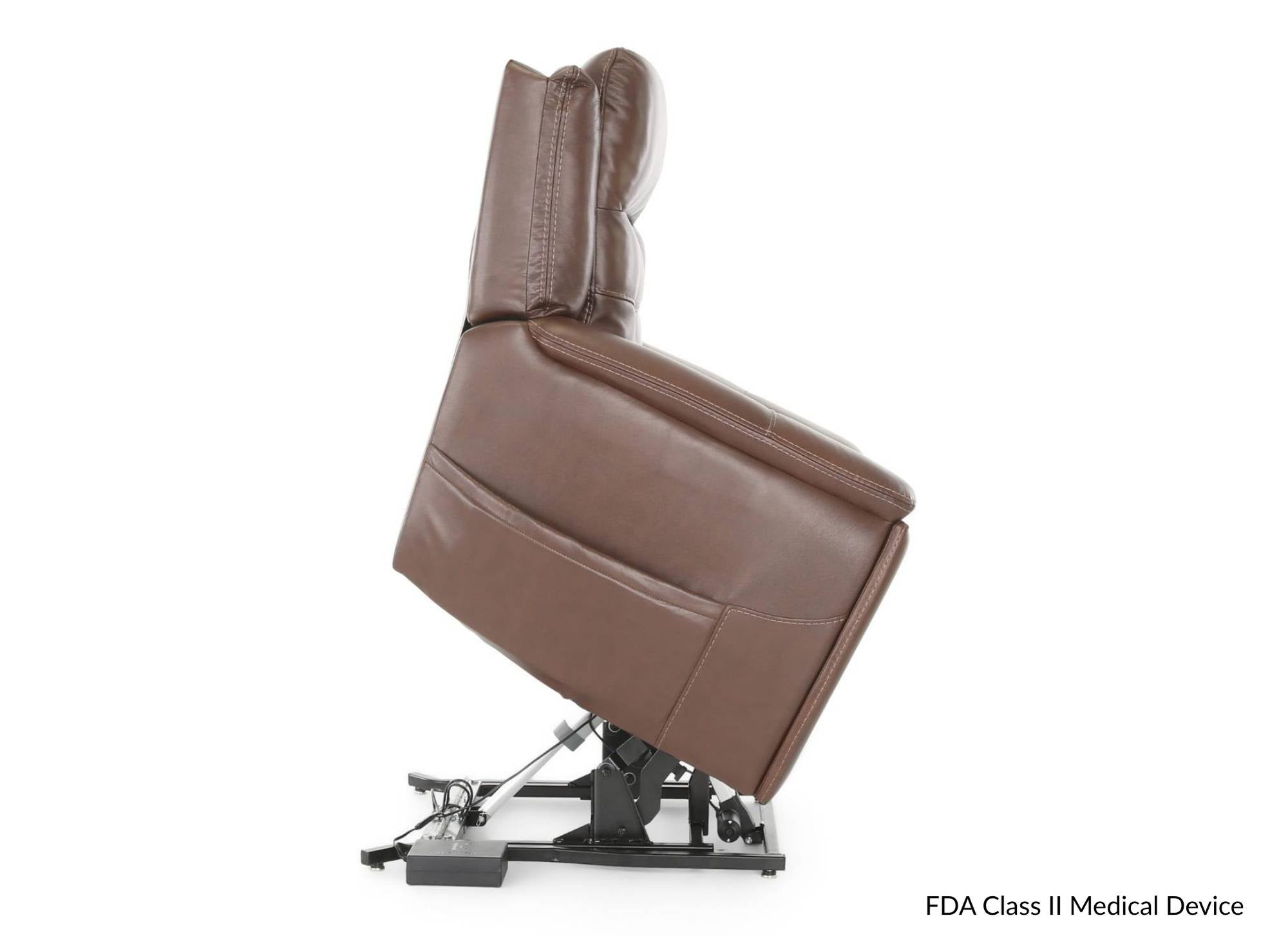 COFFEE 100% LEATHER LIFT CHAIR WITH HEAT, POWER ADJUSTABLE HEADREST AND LUMBAR - Additional View 3