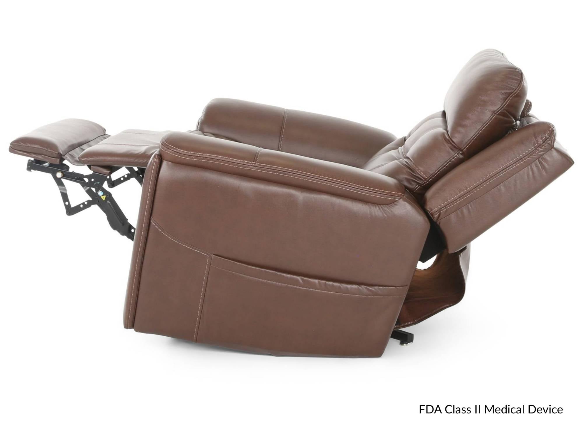 COFFEE 100% LEATHER LIFT CHAIR WITH HEAT, POWER ADJUSTABLE HEADREST AND LUMBAR - Additional View 4