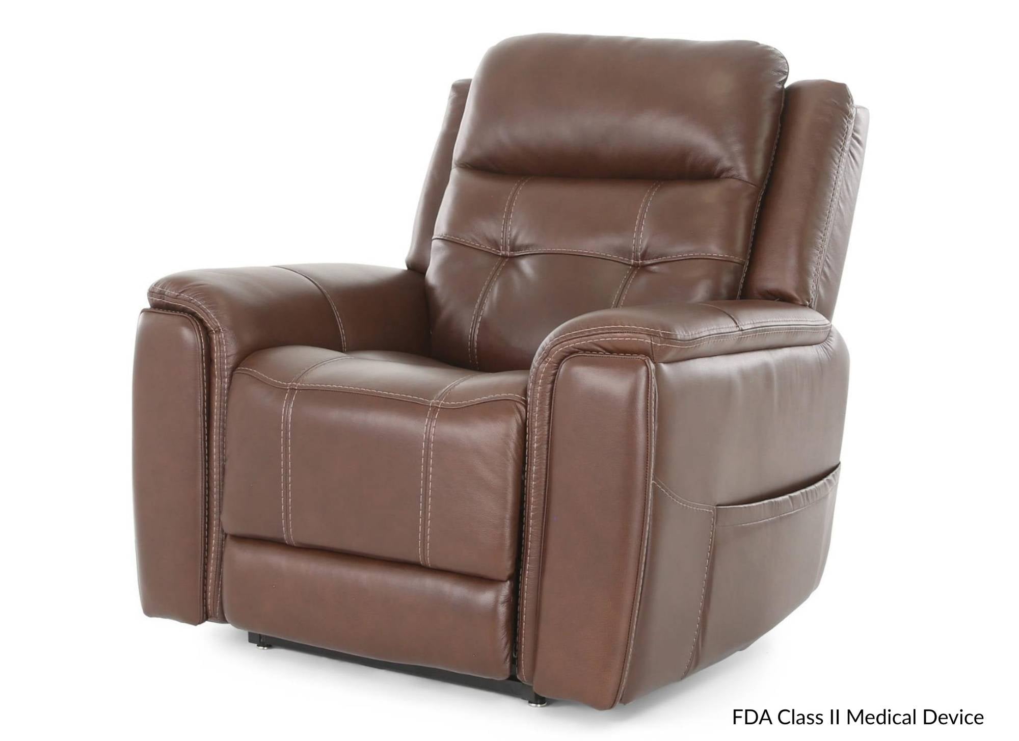 COFFEE 100% LEATHER LIFT CHAIR WITH HEAT, POWER ADJUSTABLE HEADREST AND LUMBAR - Additional View 5