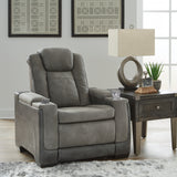 Ashley Furniture - Next-Gen Power Recliner - Slate - Dark Gray Faux Leather - Recliners - Additional View 1