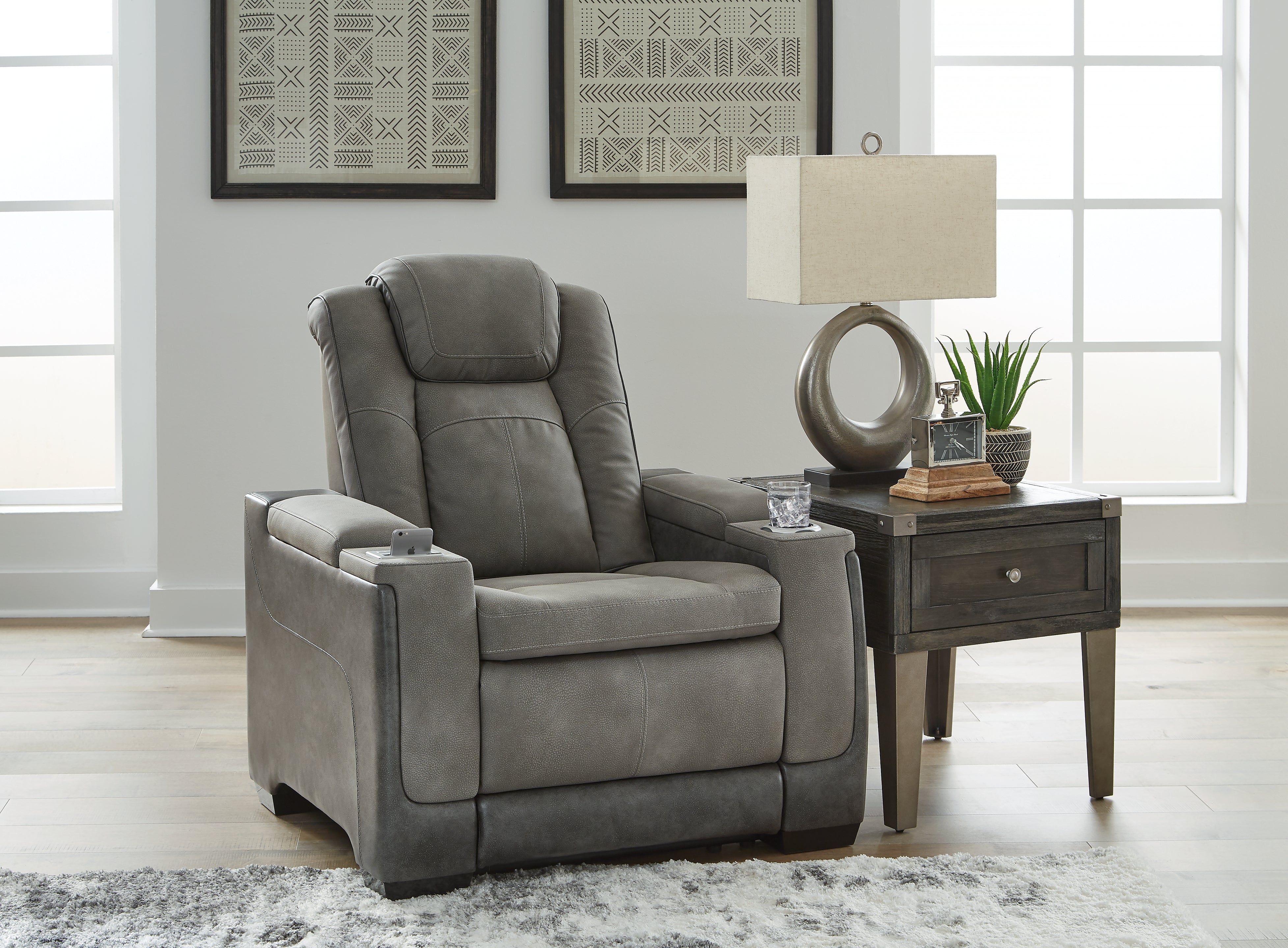 Ashley Furniture - Next-Gen Power Recliner - Slate - Dark Gray Faux Leather - Recliners - Additional View 1