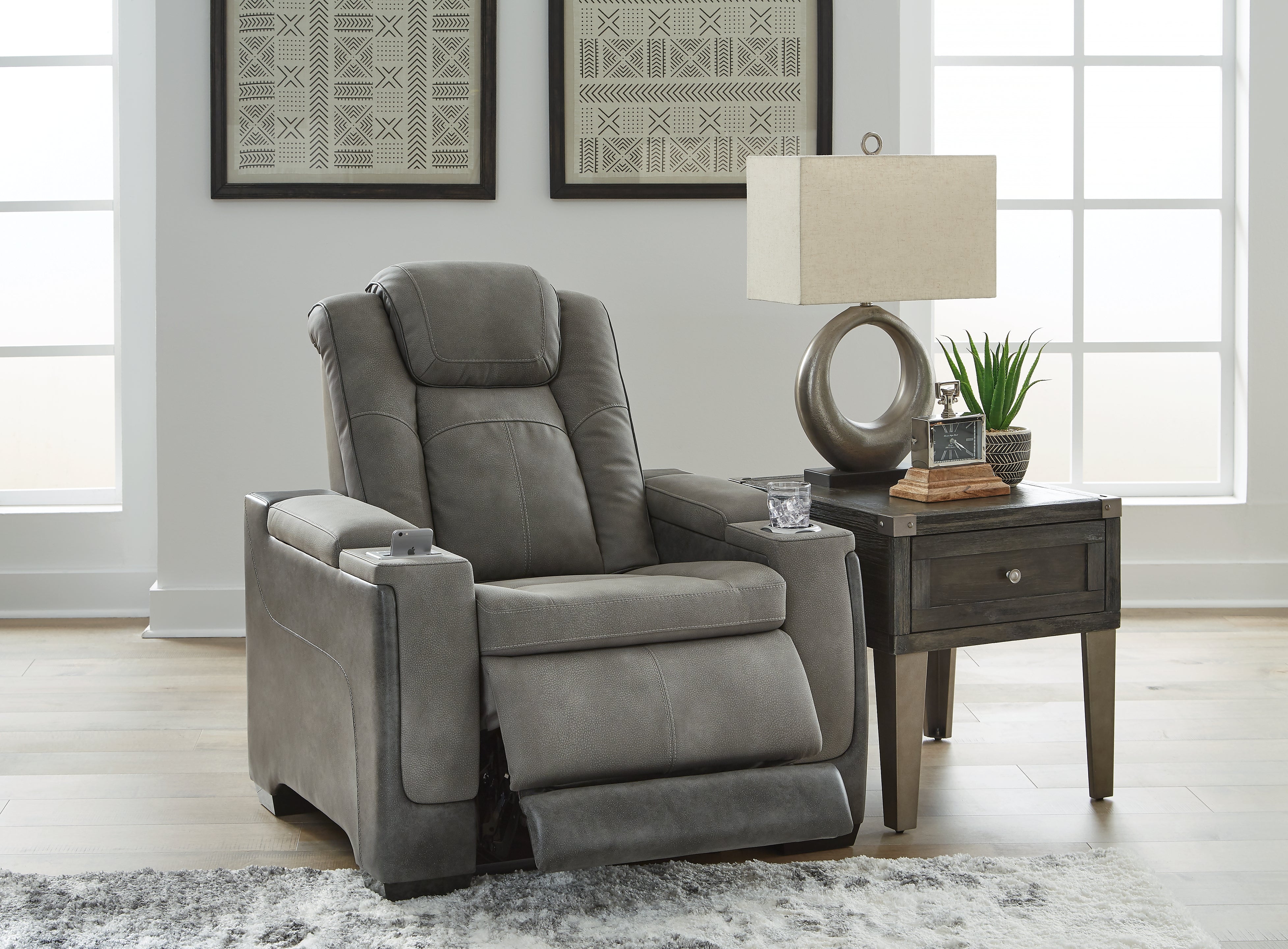 Ashley Furniture - Next-Gen Power Recliner - Slate - Dark Gray Faux Leather - Recliners - Additional View 7