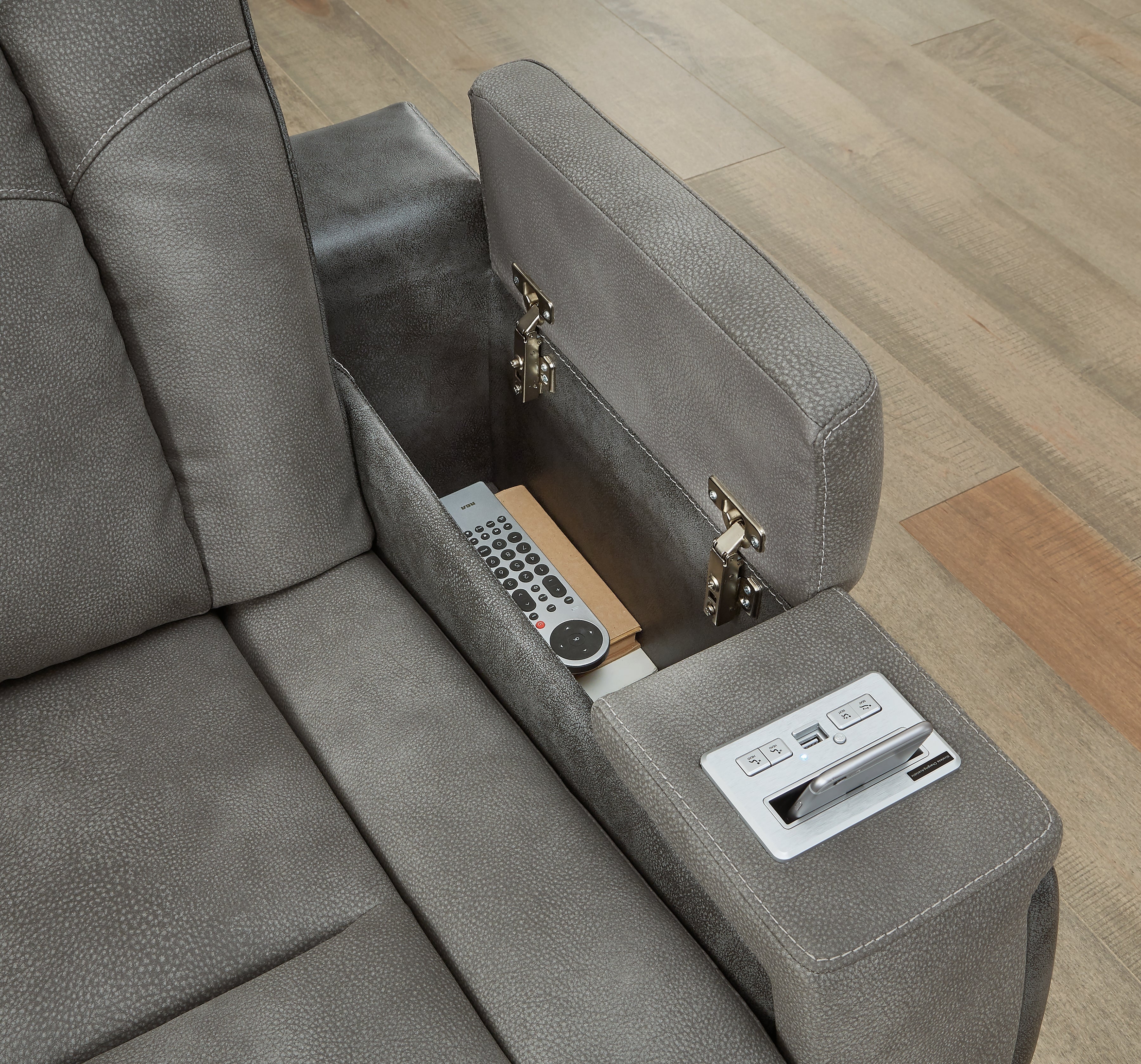 Ashley Furniture - Next-Gen Power Recliner - Slate - Dark Gray Faux Leather - Recliners - Additional View 10