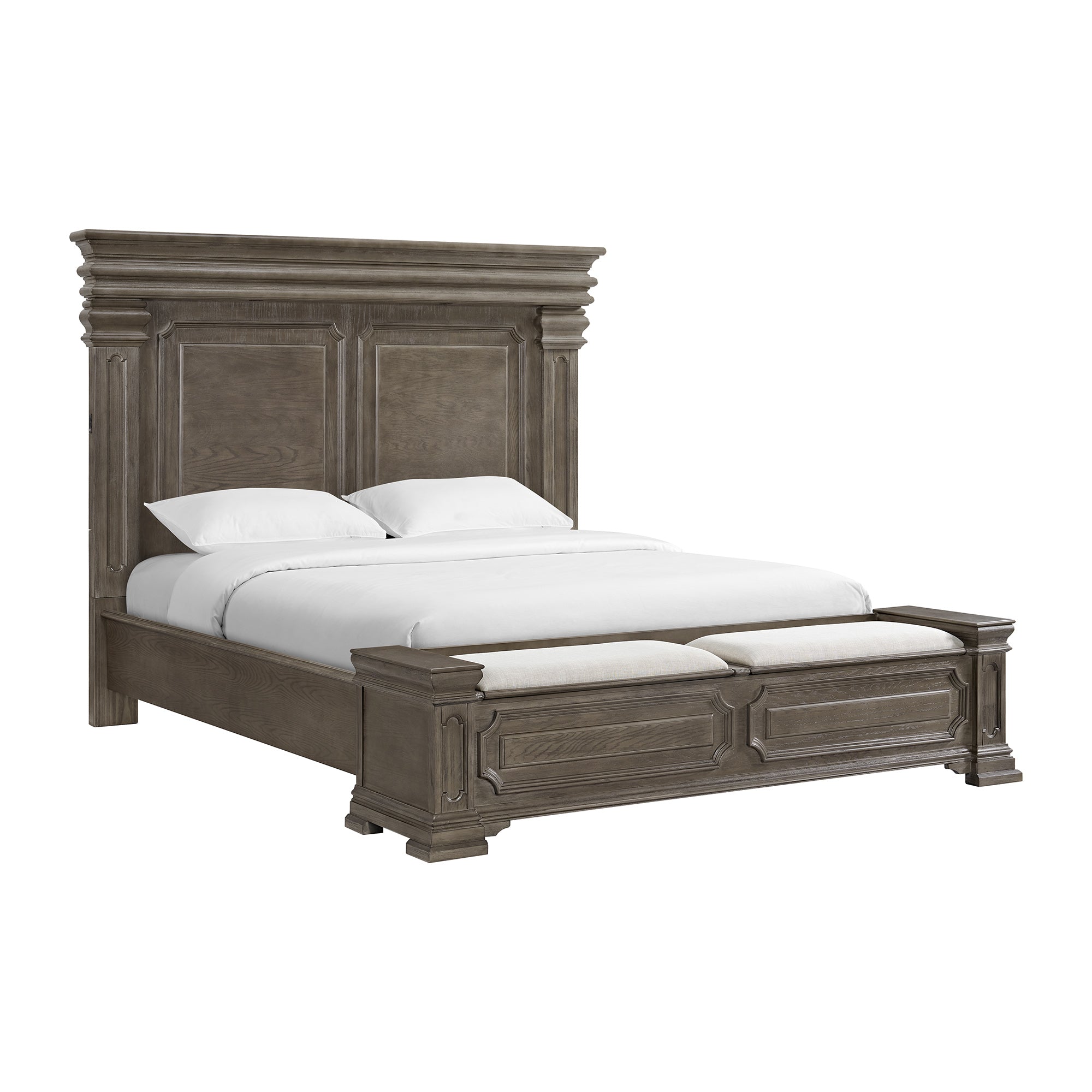 Elements International - KINGS COURT GREY KING BED - Dark Gray Wood - Beds