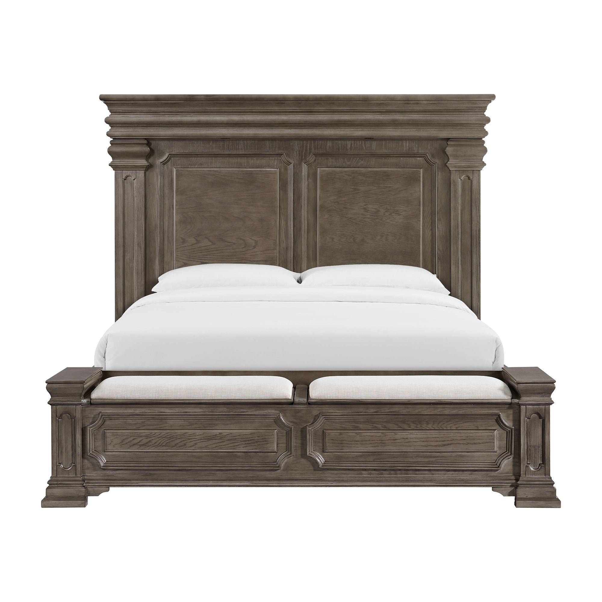 Elements International - KINGS COURT GREY KING BED - Dark Gray Wood - Beds - Additional View 7