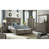 Elements International - KINGS COURT GREY KING BED - Dark Gray Wood - Beds - Additional View 8