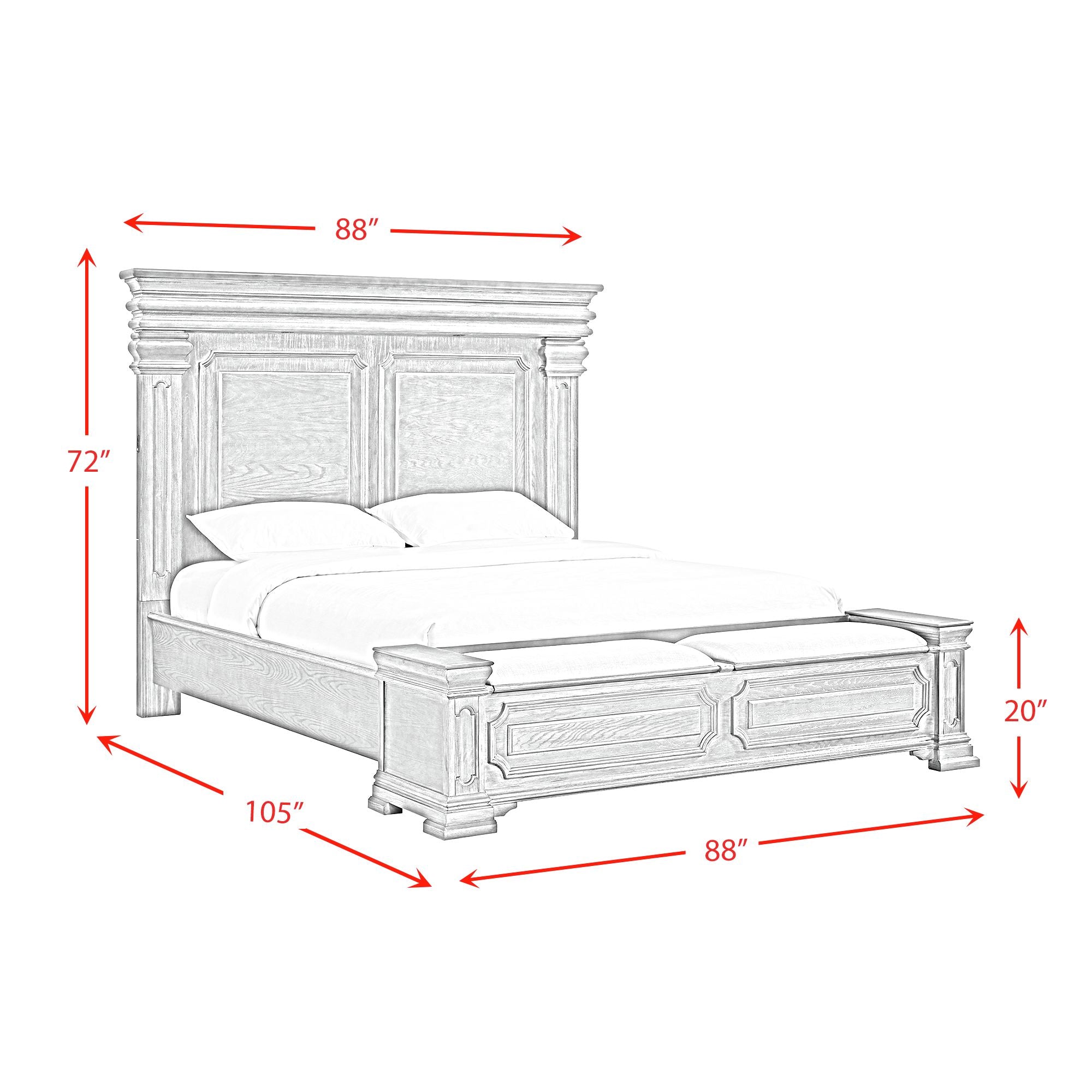 Elements International - KINGS COURT GREY KING BED - Dark Gray Wood - Beds - Additional View 10