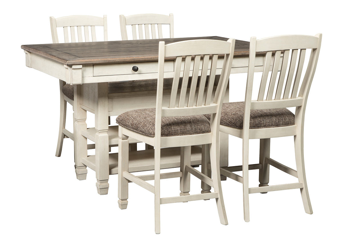 Ashley Furniture - Bolanburg 5 Piece Pub Dining Set - Beige Fabric|Wood - Dining Room Sets