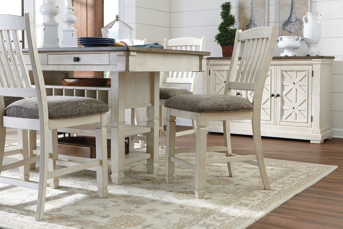 Ashley Furniture - Bolanburg 5 Piece Pub Dining Set - Beige Fabric|Wood - Dining Room Sets - Additional View 2