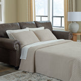 Ashley Furniture - ROXMERE UMBER QUEEN SLEEPER - Dark Brown Faux Leather - Sofas - Additional View 1