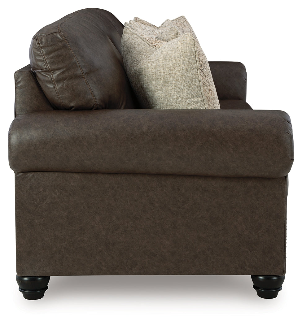 Ashley Furniture - ROXMERE UMBER QUEEN SLEEPER - Dark Brown Faux Leather - Sofas - Additional View 3