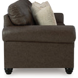 Ashley Furniture - ROXMERE UMBER QUEEN SLEEPER - Dark Brown Faux Leather - Sofas - Additional View 3
