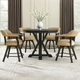 Rylie 6-Piece Counter Dining Set (Counter Table With Game Top & 4 Counter Chairs) - Black / Sand