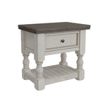 International Furniture Direct - STONE NIGHTSTAND - Beige|Dark Gray Wood - Nightstands